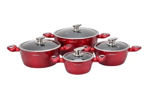 Rosa Bella ROT Töpfe INDUKTION 8 tlg Perfekt für Gas, Elektro, Halogen RB612 - Bild 1 von 18