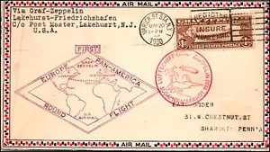 Scott C14 $1,30 Graf Zeppelin copertura volo volo Sud America SCV $390 - Foto 1 di 2