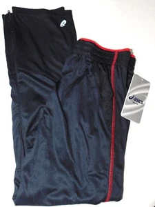 NEW BOYS LARGE 14/16 BLACK/RED ASICS ATHLETIC PANTS ULTRA LIGHTWEIGHT LEG ZIPPER - Picture 1 of 5