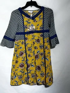 Vestido Matilda Jane 435 Amarillo Azul Floral Flower Power Encaje Talla 12 Nuevo con Etiquetas - Imagen 1 de 7