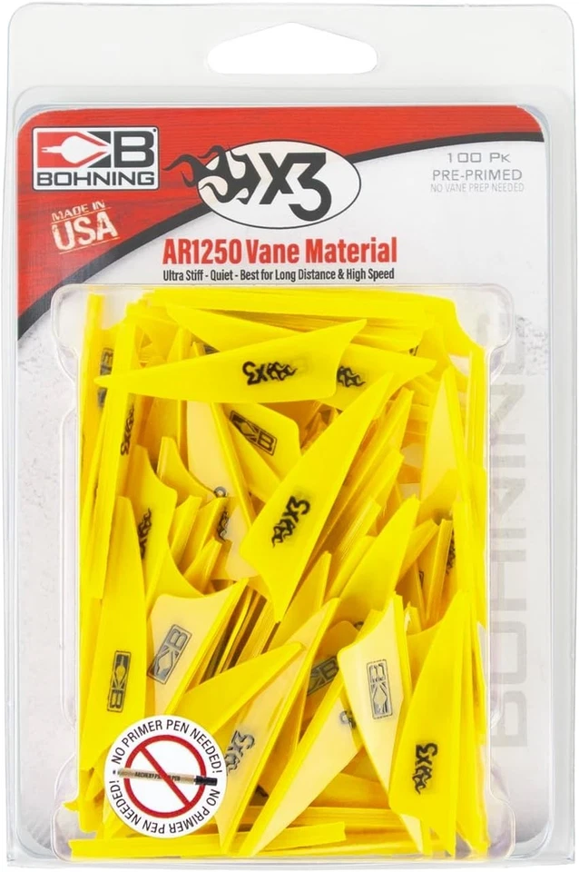 Bohning X3 Vanes 1.75" 100/Pack - Neon Green, Silver, or White - Image 1 of 1