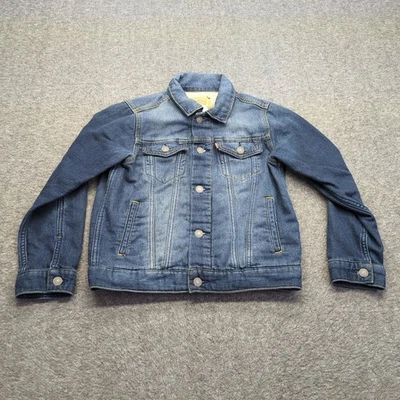 Chaqueta Levis Jean Juvenil Pequeña 8-10 Años Denim Azul Forrada de Vellón Camionero Elastizada Foto 1 de 4
