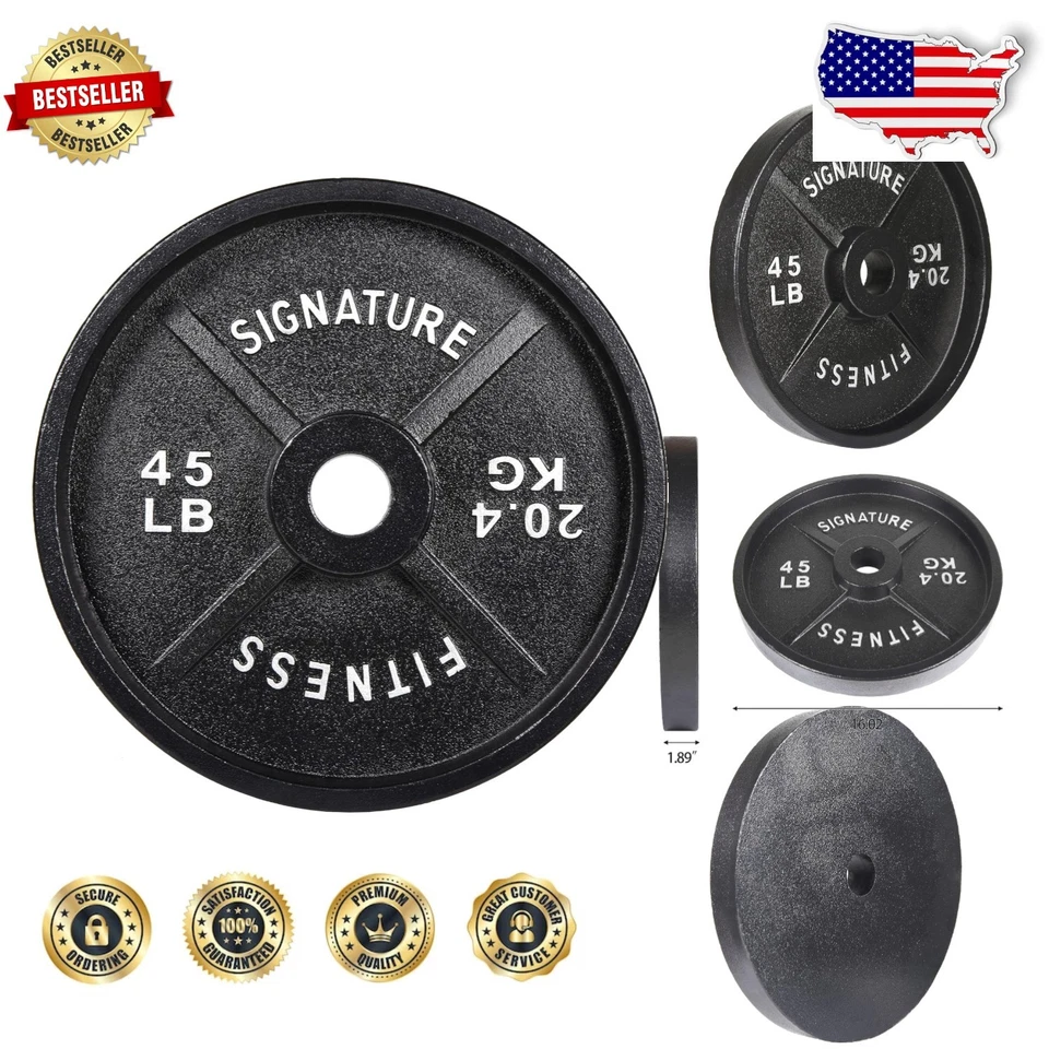 Signature Fitness Deep Dish 2inch Olympic Cast Iron Weight Plates With E-coating