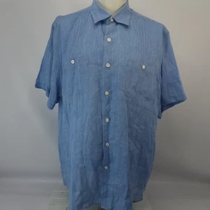 Nat Nast Leinenhemd Herren XL American Fit Blau Button Down Kurzarm - Bild 1 von 12