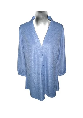 Túnica/Chaqueta Issac Mizrahi Live Brocado Blanco o Azul NUEVA Talla L Foto 1 de 4