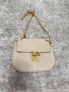[Excelente+] Bolso de Hombro Chloe Drew Blanco Marfil Herrajes Cadena Dorada Solapa Logo - Imagen 1 de 5