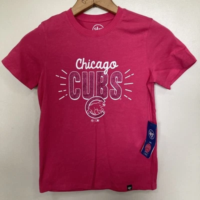 Camiseta para niña Chicago Cubs pequeña rosa fucsia algodón brillante nueva Foto 1 de 4