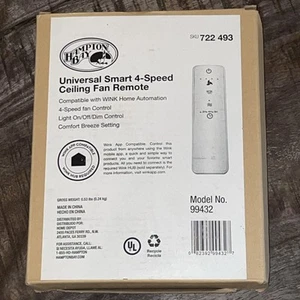 Hampton Bay Universal Smart 4 Speed Ceiling Fan Remote | SKU 722 493 Model 99432 - Picture 1 of 3