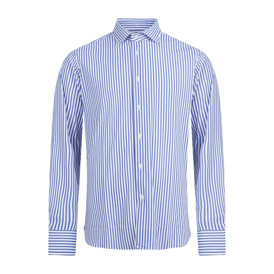 Lavorazione Sartoriale - Camicia bianca rigata in tessuto tecnico a fantasia cus - Immagine 1 di 1