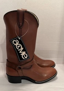 Botas vaqueras vintage Acme para mujer de cuero marrón camel tostado talla 5,5 D - Imagen 1 de 22