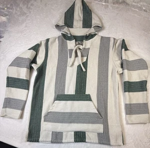 Señor Lopez Baja Hoodie Multicolor Striped Pullover Poncho Made in Mexico Large - Picture 1 of 4