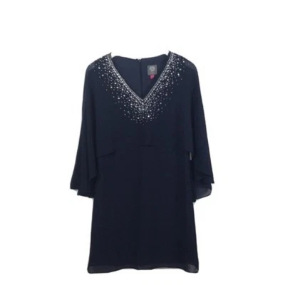 Vince Camuto Navy Embellished Shift Dress Size 2 NWT - Image 1 of 4