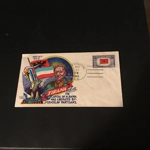 1944 WWII PATRIOTIC CACHET L.W. STAEHLE TIRANA YUGOSLAV LIBERATED NOV. 18 1944 - Picture 1 of 2