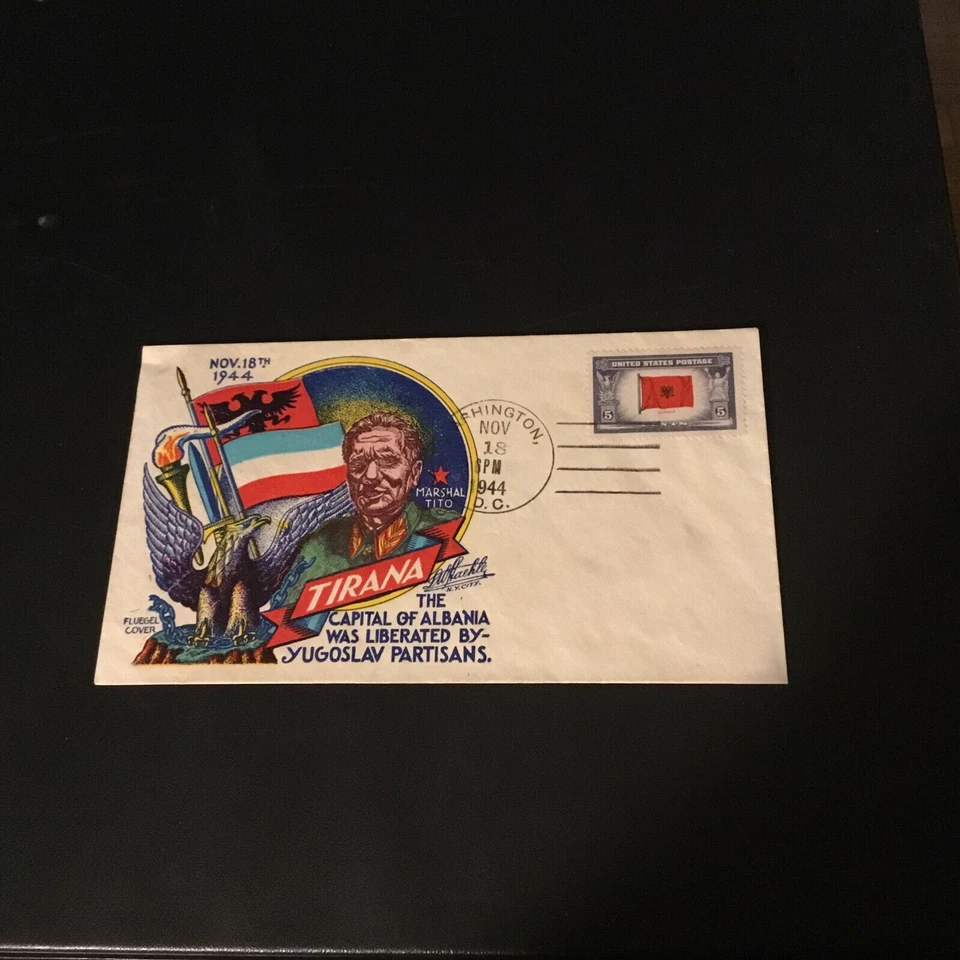 1944 WWII PATRIOTIC CACHET L.W. STAEHLE TIRANA YUGOSLAV LIBERATED NOV. 18 1944 - Image 1 of 2