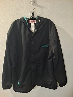 Coleman Unisex Negro Aqua Cremallera Completa Cortavientos a Presión Chaqueta con Capucha Bolsillos XL Foto 1 de 4