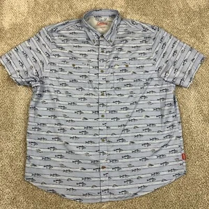 Coleman Button Up Shirt Men's XXL Blue Fish Striped Short Sleeve Casual - Picture 1 of 8
