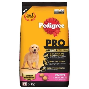 Pedigree PRO Puppy (3-18months) Dry Dog Food for Large Breed Dog, 3kg Pack - Picture 1 of 5