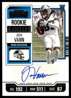 2023 Panini Contenders Rookie Ticket Auto Variation Josh Vann #167 JW1 - Image 1 of 2