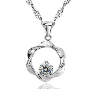 Halskette Silber echt 925er Sterling mit Zirkonia Anhänger Damen Schmuck - Bild 1 von 3