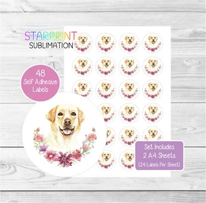 Labrador Retriever Stickers/Labels For Envelope Seals/Party Bags/Gifts-Yellow - Bild 1 von 1