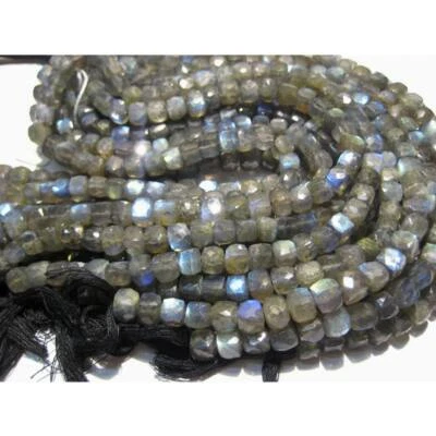 Naturale Labradorite Sfaccettato 3D Scatola Cubo Perline 6-7mm Misura 8 " CM - Immagine 1 di 3