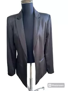 INC International Concepts schwarz Satin Blazer kleine Arbeit Karriere Cocktail EUC - Bild 1 von 3