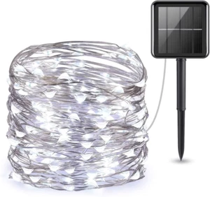 Stringa Solare 50-300 LED Luci Fata 7-32m Giardino Esterno Albero Impermeabile NUOVO - Foto 1 di 4