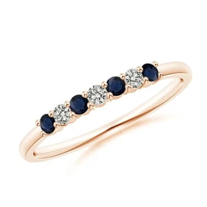 925 Silver Rose Plated 0.80 Ctw Blue Sapphire Eternity Valentine Ring - Picture 1 of 7