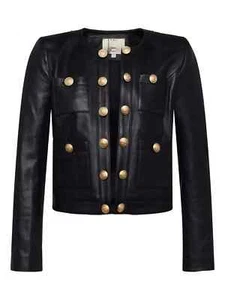 Damen Jacke Biker stylisch echt weiches schwarzes Lammleder Motorrad Style - Bild 1 von 8