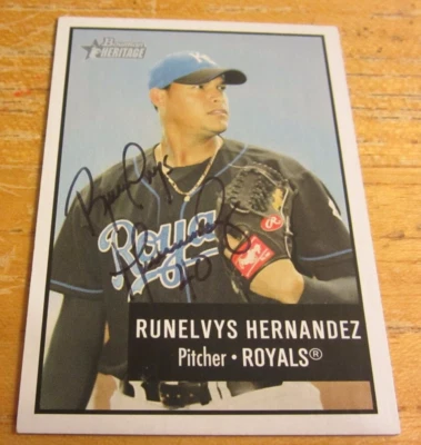 Runelvys Hernandez Autographed Signed 2003 Bowman Heritage #101 Card MLB Royals - Image 1 of 3