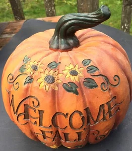 Fall/Autumn Decoration Polyurethane Pumpkin  8" x 8-1/2"  Engraved Decoration - Picture 1 of 3