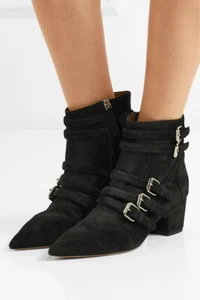 Tabitha Simmons Christy Buckled Block Heel Boots $1095 Size 37.5 # M1 76 Blm - Picture 1 of 12