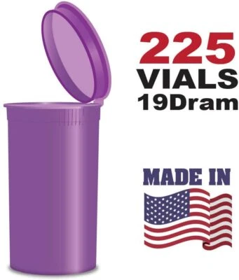 W GALLERY 225 Grape Vials - 19 DRAM Pop Top Bottle - Smell Proof Containers
