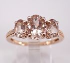 Rose Gold Morganite and Diamond Three Stone Engagement Ring Past Present Future