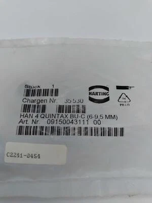 NEW Harting HAN 4 QUINTAX BU-C Female Crimp Connector 09150043111 (6-9,5 MM)  - Image 1 of 3