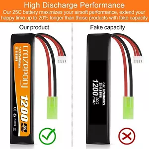 7.4V 1200mAh Airsoft LiPo Battery 25C Mini Tamiya Connector for Airsoft Model DE - Bild 1 von 7