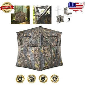 Camouflage Hunting Tent - 71'' x 78.5'' Pop-Up Blind for 3 with Mesh Screens - Picture 1 of 11