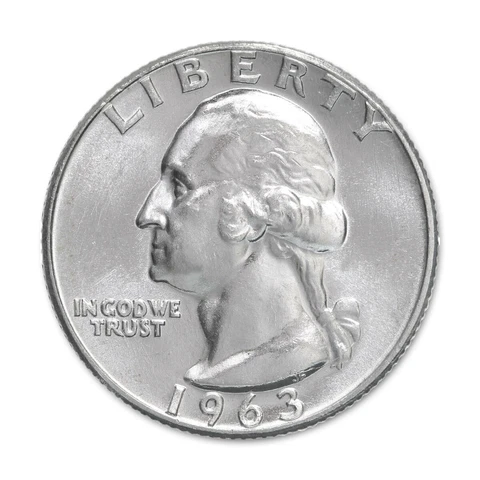 1963 P Washington Silver Quarter 25c BU Brilliant Uncirculated - Gem & Rare Cover