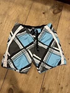 Kirra Mens Board Shorts Swim Blue Gray White Pockets 31 - Imagen 1 de 12