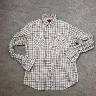 Camisa masculina Sahara Club G grande cinza branca com botões manga longa xadrez casual * - Imagem 1 de 4