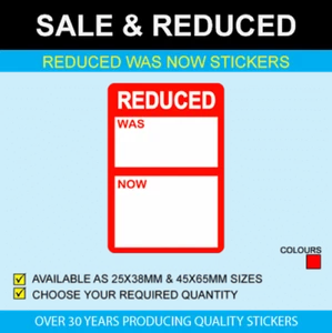 Reduced Was / Now Stickers - Available In 3 Sizes - Picture 1 of 2