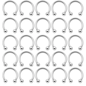 Wholesale lot of 25 PCS 14G 16G Circular Horseshoe Rings Jewelry Nose Piercings - Picture 1 of 13