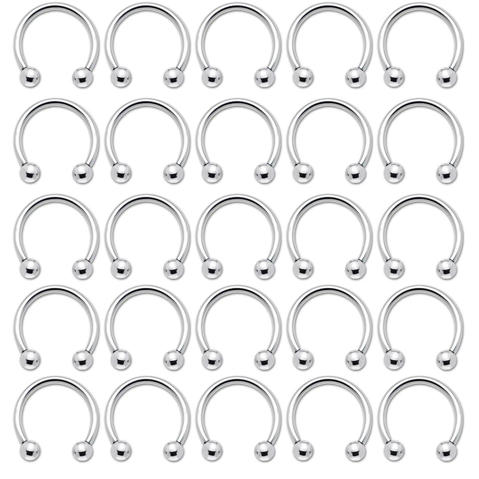 Wholesale lot of 25 PCS 14G 16G Circular Horseshoe Rings Jewelry Nose Piercings - Image 1 of 4