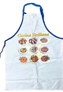 Sicilian  Pasta Dishes 100% Cotton NEW Kitchen Apron, Made in Italy - Picture 1 of 2