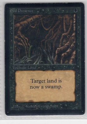 Evil Presence - Beta - Vintage - Magic the Gathering MTG - ACTUAL CARD - US SE - Image 1 of 2