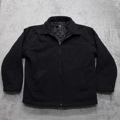 GAP Jacket Mens Large Black Wool Blend Quilted Lined Full Zip Pockets Winter - Image 1 of 4