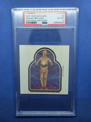 1977-78 Topps Star Wars C-3PO Sugar Free Gum Wrapper unfolded PSA 6 #3 - Image 1 of 3