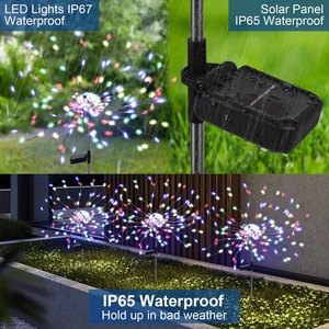 2 Pack Solar Garden Waterproof Lights Outdoor Landscape Led 175 Firework 4Th - Picture 1 of 12