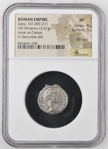 Roman Empire - Geta - AD 209-211 - Silver Denarius - NGC XF - RIC:20b - Picture 1 of 5
