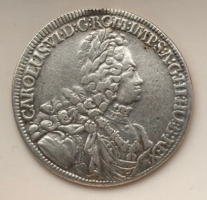Habsburgo 1 Taler 1719 Hall Carlos VI 1711 - 1740 plata Her#338 raro - Imagen 1 de 4